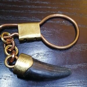 Bull Horn Tip Copper Brass Handcrafted Keychain